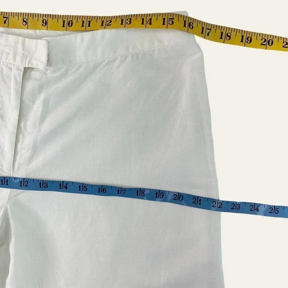 Spenser Jeremy Linen Blend Cropped Pants Women Size 12 White Shell Embellished - Picture 10 of 15